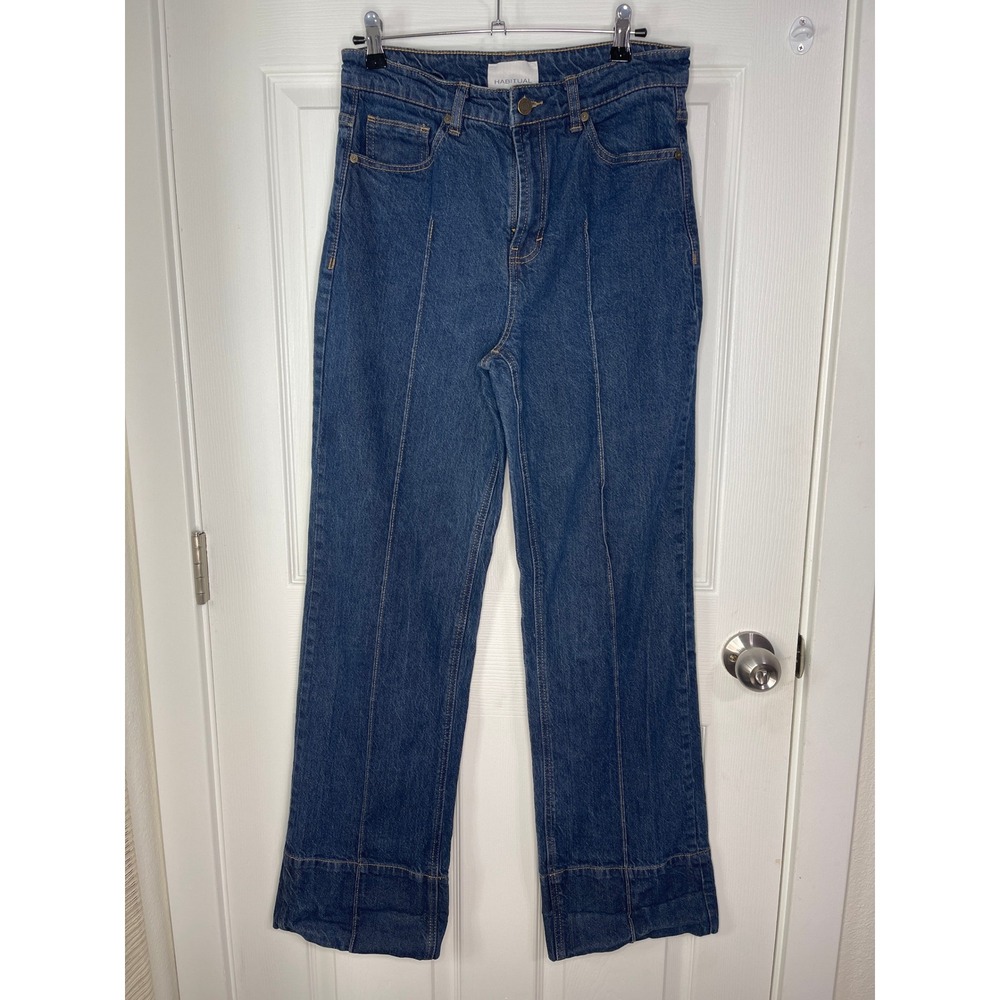 Habitual Jeans Blue Front Seam High Rise Wide Leg HFM01713B Size 8/29